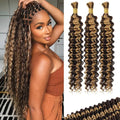Human Braiding Hair Deep Water Wave Bulk 14 in P4/27 Curly for Boho