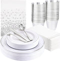Silver Disposable Plates Set 176 Pieces - Party Tableware