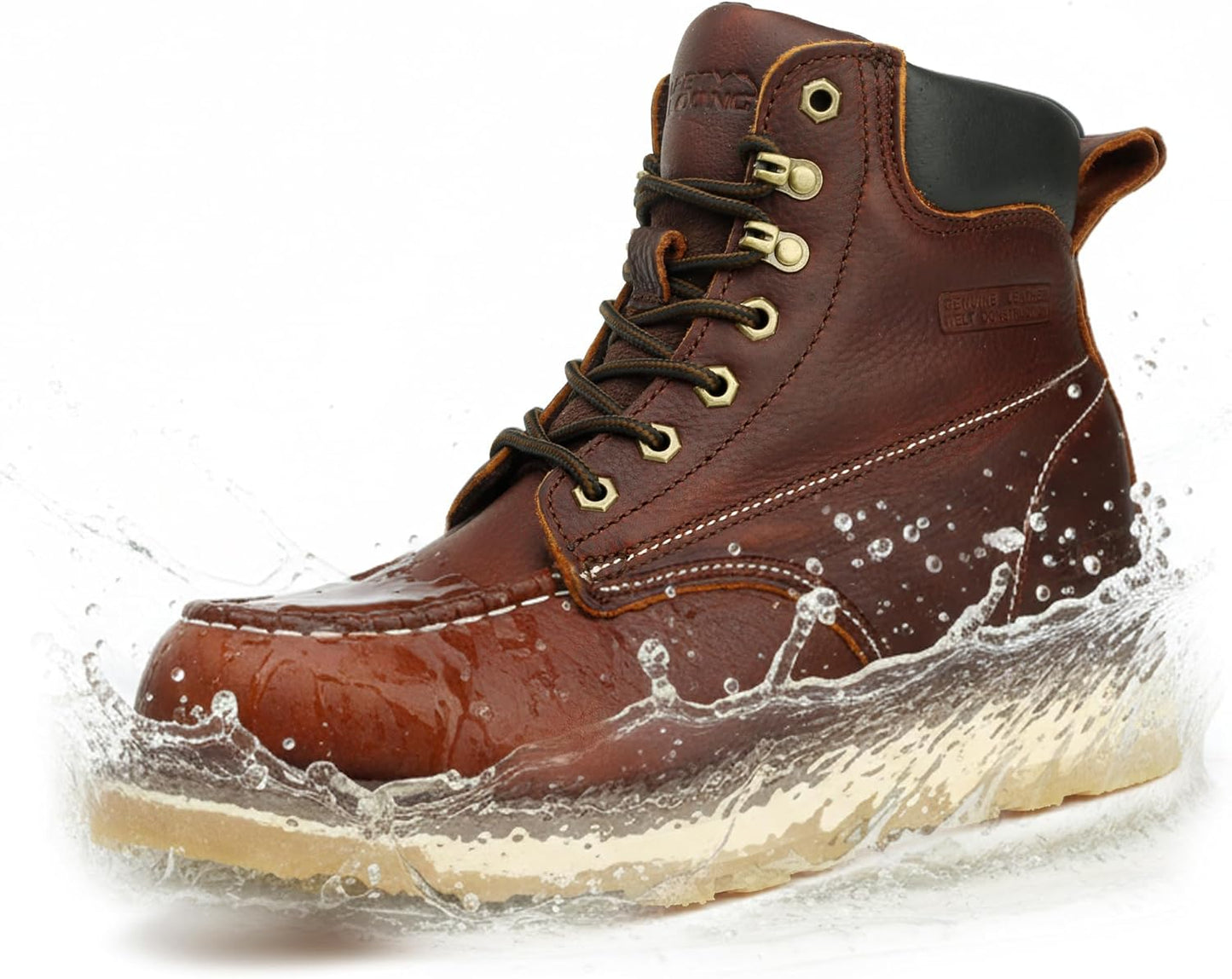 Moc Toe Work Boots for Men Waterproof Soft Steel Toe Comfort