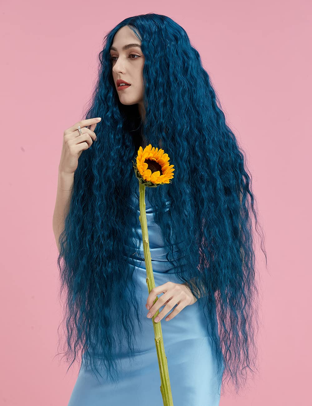 41 Inch Lace Front Wigs Long Wavy Synthetic Hair for All Occasions