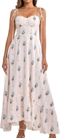 Women's Spaghetti Strap Maxi Wedding Guest Dress - Flowy A Line GLNEGE