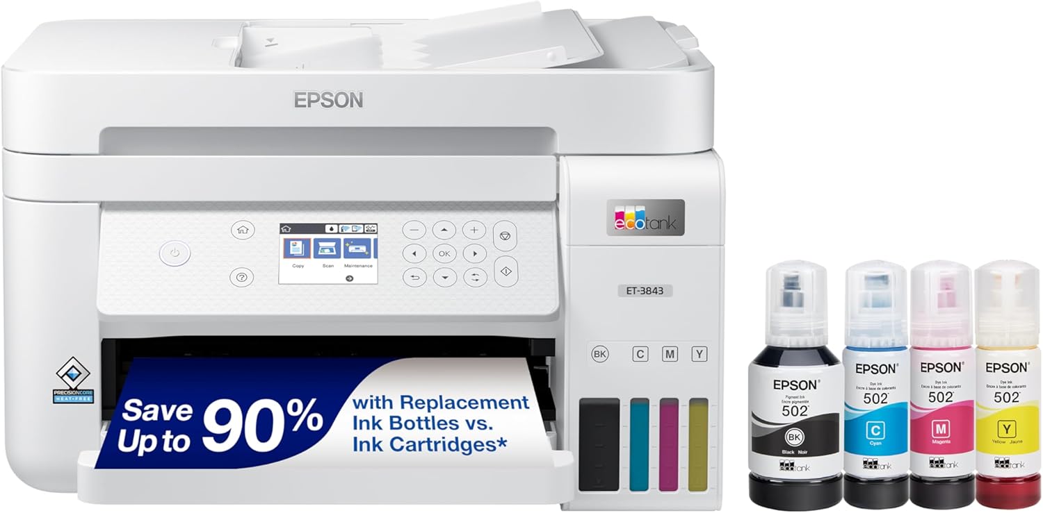 Epson EcoTank ET-3843 Wireless Color All-in-One Supertank Printer