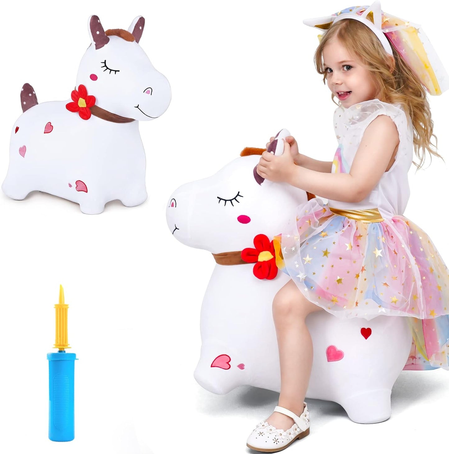 Bouncy Pals White Hopping Horse Inflatable Toy for Kids