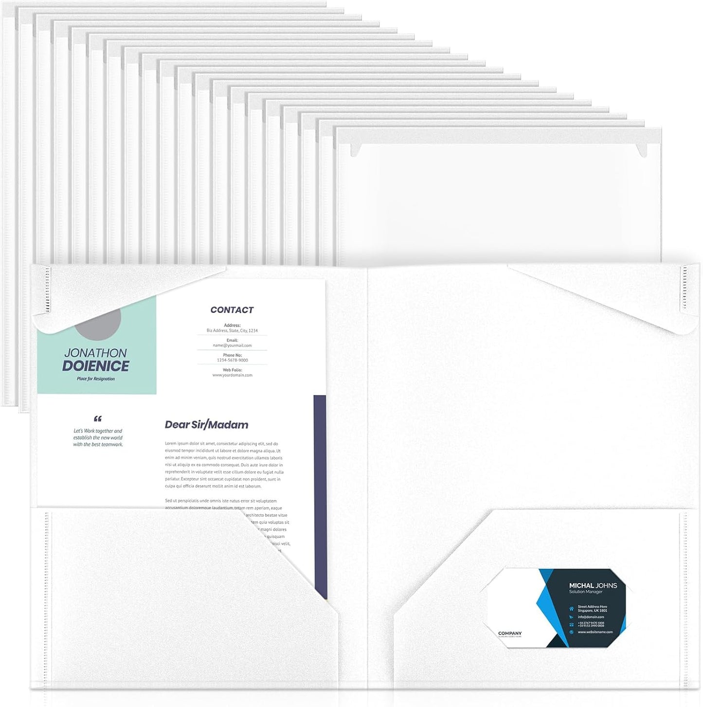 Henoyso 60 Pcs Plastic Folders with Clear Front Pockets