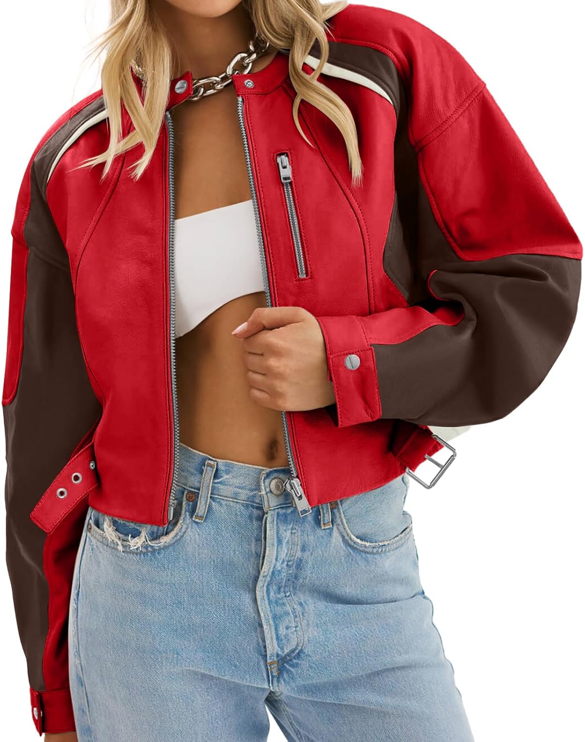 Stylish Womens Faux Leather Bomber Jackets for Fall Fashion