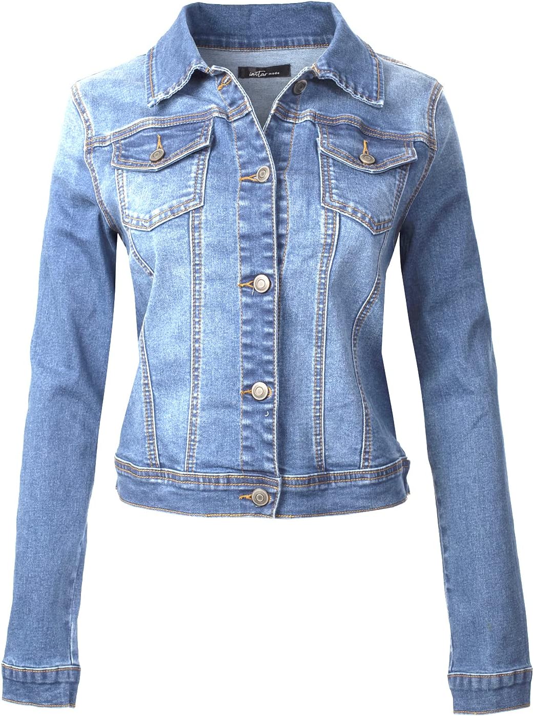 Classic Vintage Washed Long Sleeve Denim Jean Jacket for Women