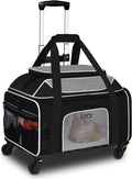 Petskd Top-Expandable Pet Carrier with Wheels 19x13x9 in Black