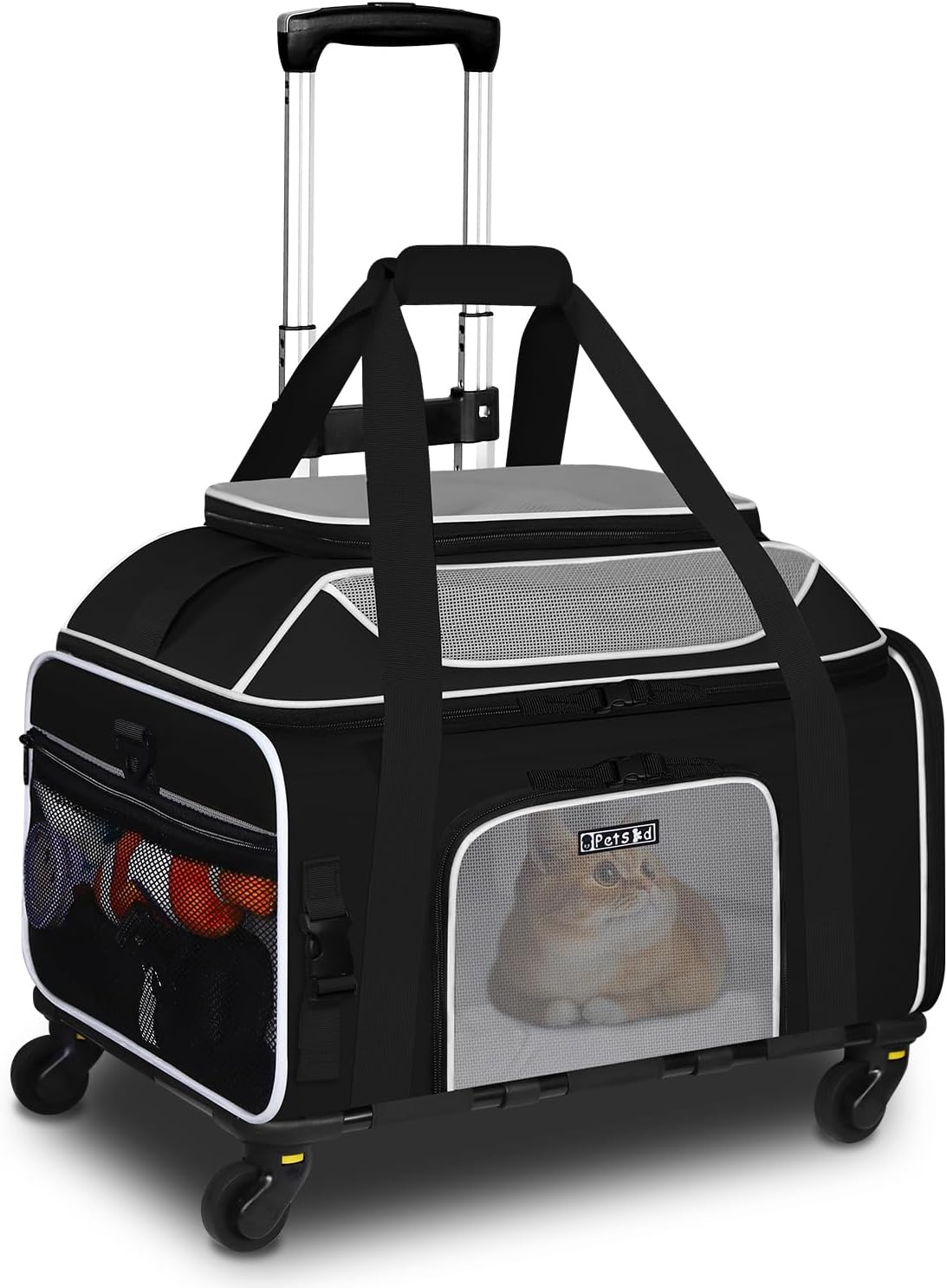 Petskd Top-Expandable Pet Carrier with Wheels for Travel