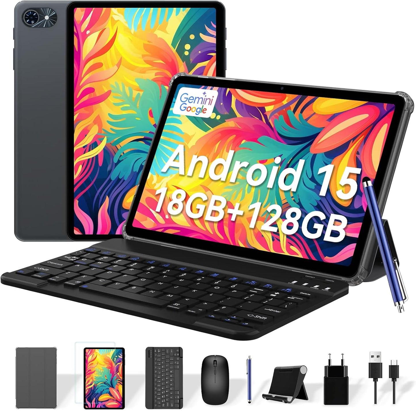 Android Tablet 10 Inch with Keyboard and Gemini AI for All Needs