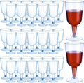 Plastic Wine Glasses 6oz Disposable Stem Cups - Stackable Party Set