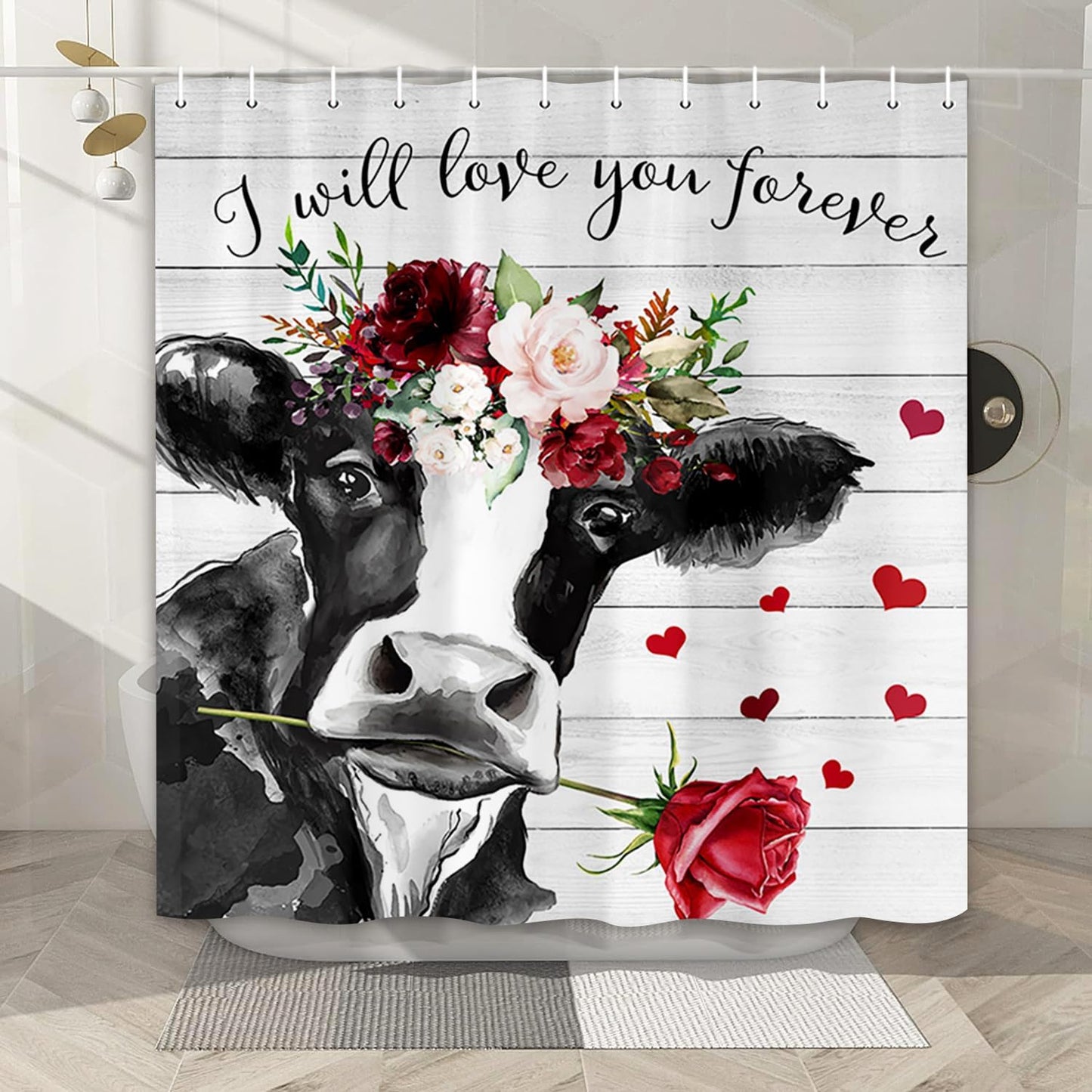 Witty Cow Valentine Shower Curtain - 72x72In