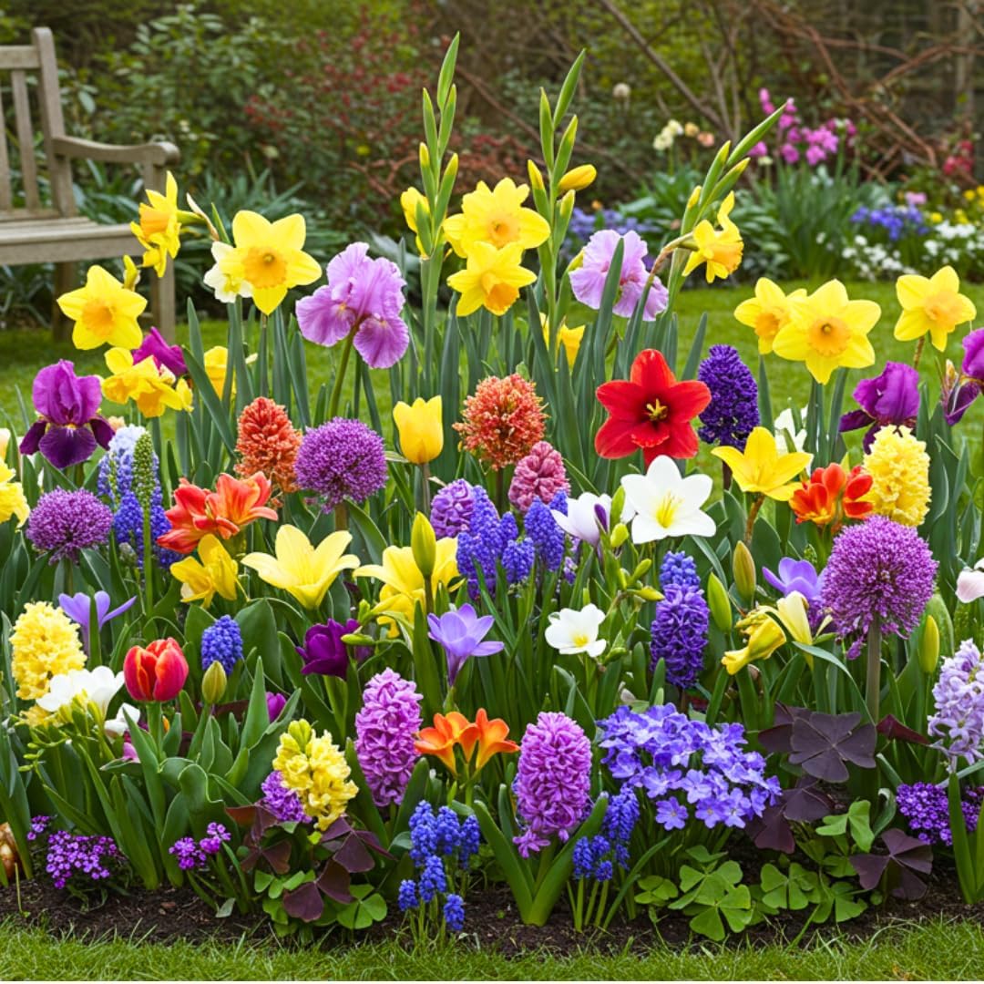 Complete Spring and Fall Flower Garden with 50 Fresh Bulbs