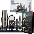 Mixology Black Bartender Kit with Japanese Jigger & Stand - Complete