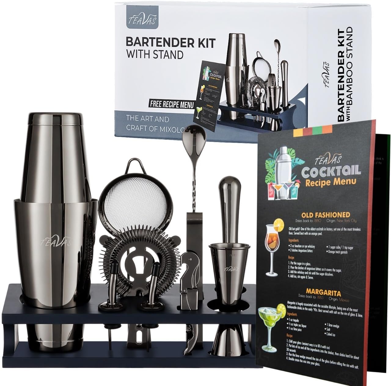 Stainless Steel Mixology Set - 13pc Cocktail Kit for Perfect Drinks
