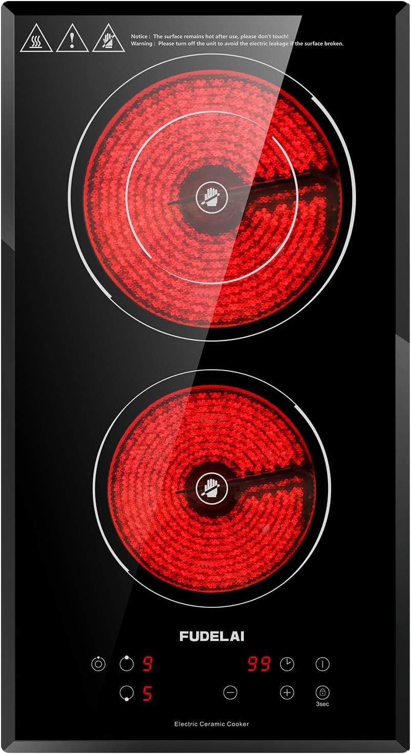 2 Burners Electric Cooktop with 9 Power Levels for Versatile Cooking