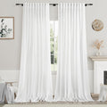 White Linen Curtains 96 in Long Back Tab 2-Panel Set - Light Filtering