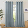 Rustic Linen 132 in Long Curtains Stone Blue - Light Filtering Privacy