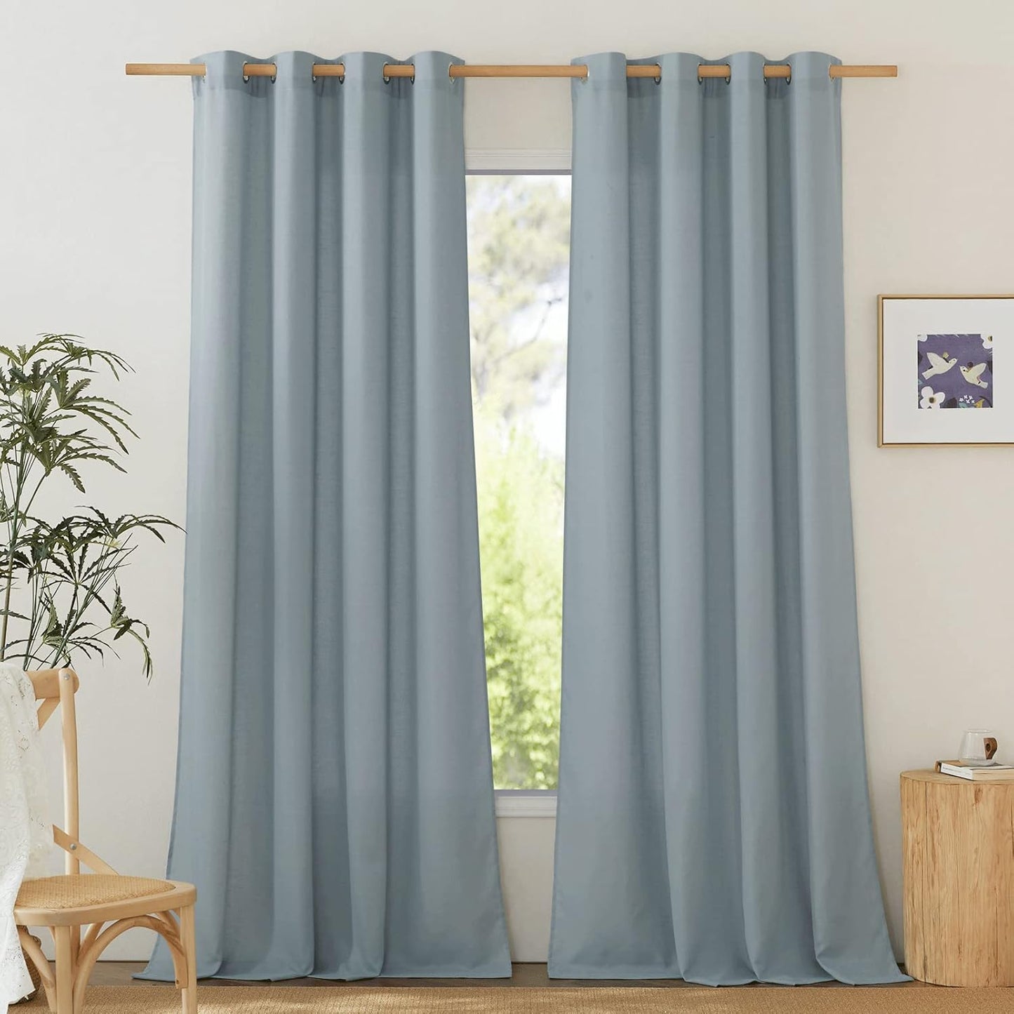 NICETOWN Rustic Linen 132 inch Long Curtains for Living Room