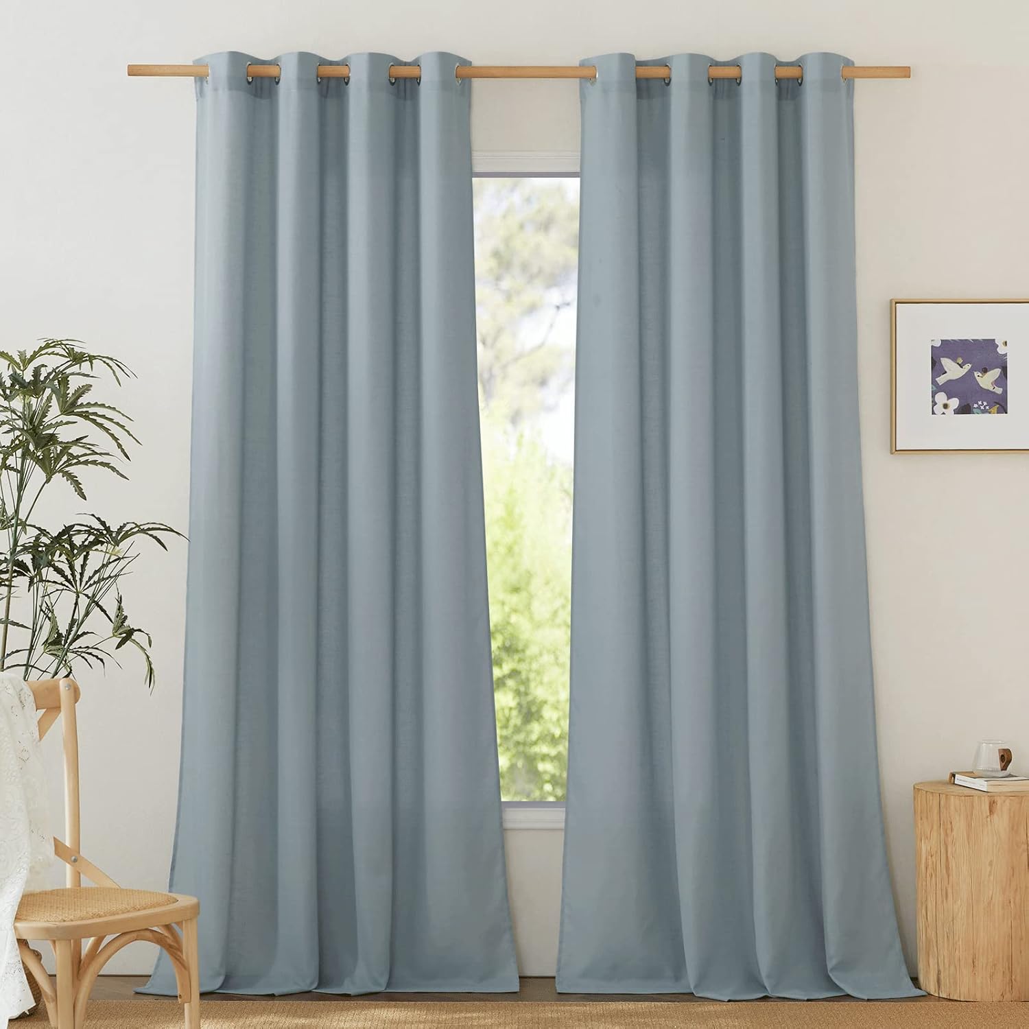 NICETOWN Rustic Linen 132 inch Long Curtains for Living Room