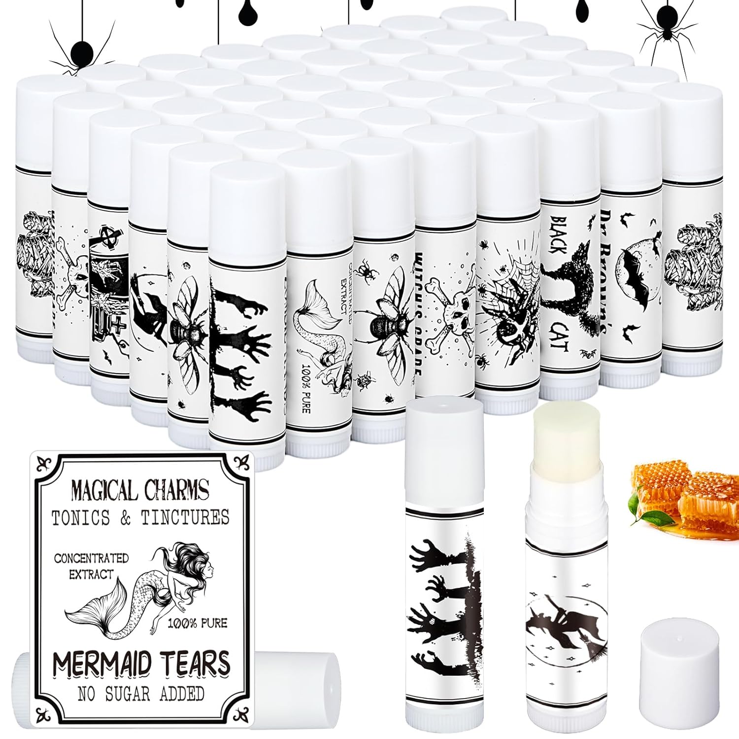 100 Pack Halloween Party Favors Spooky Skull Lip Balms Gifts
