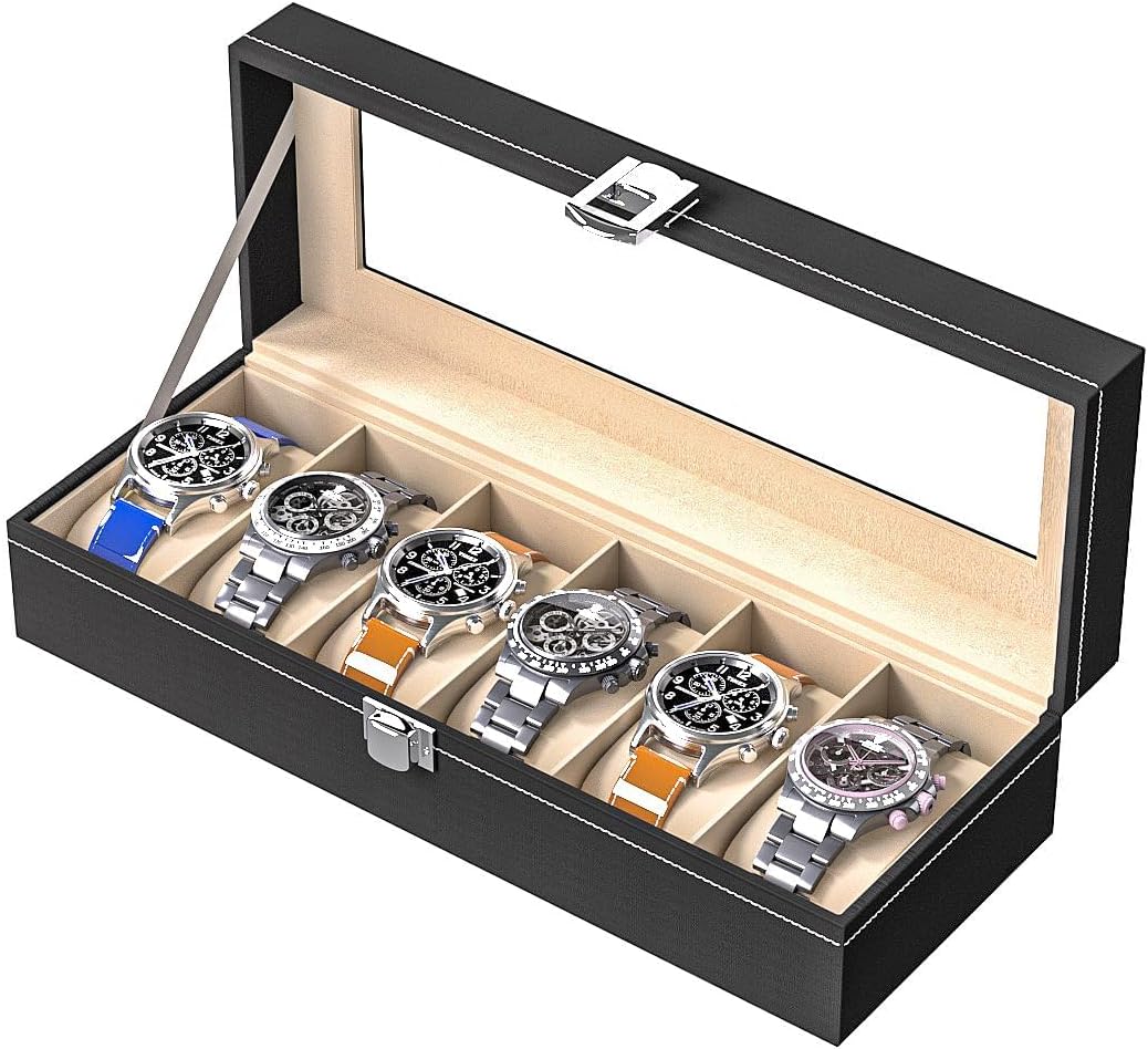 Premium 6-Slot Leather Watch Organizer