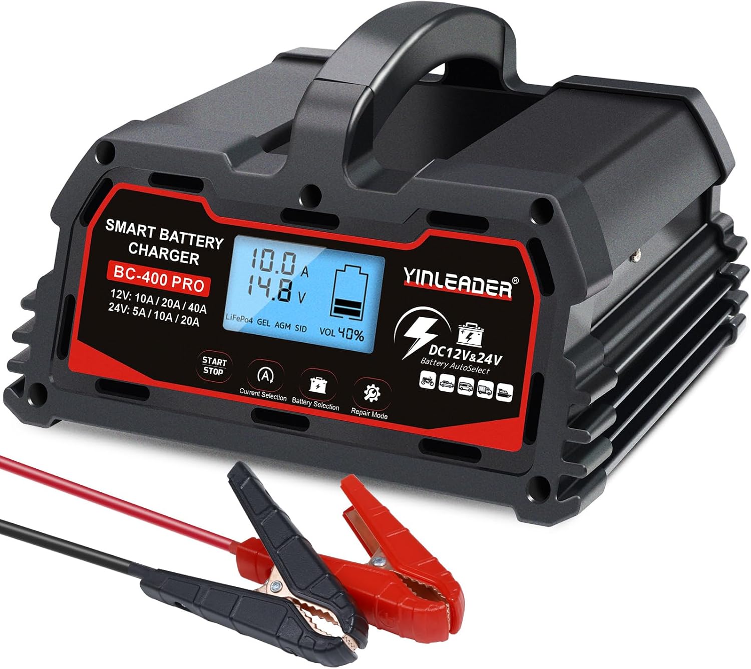 40A Smart Battery Charger for 12V/24V Lead Acid Batteries