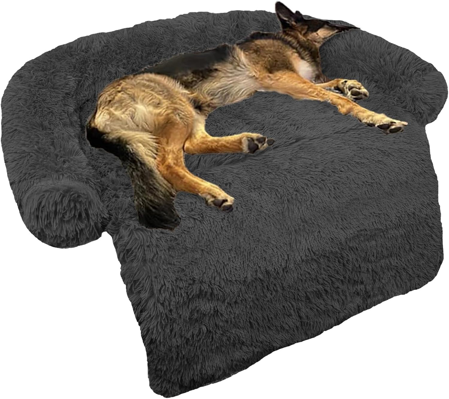 Calming Dog Bed Fluffy Plush Mat for Pets with Washable Cover