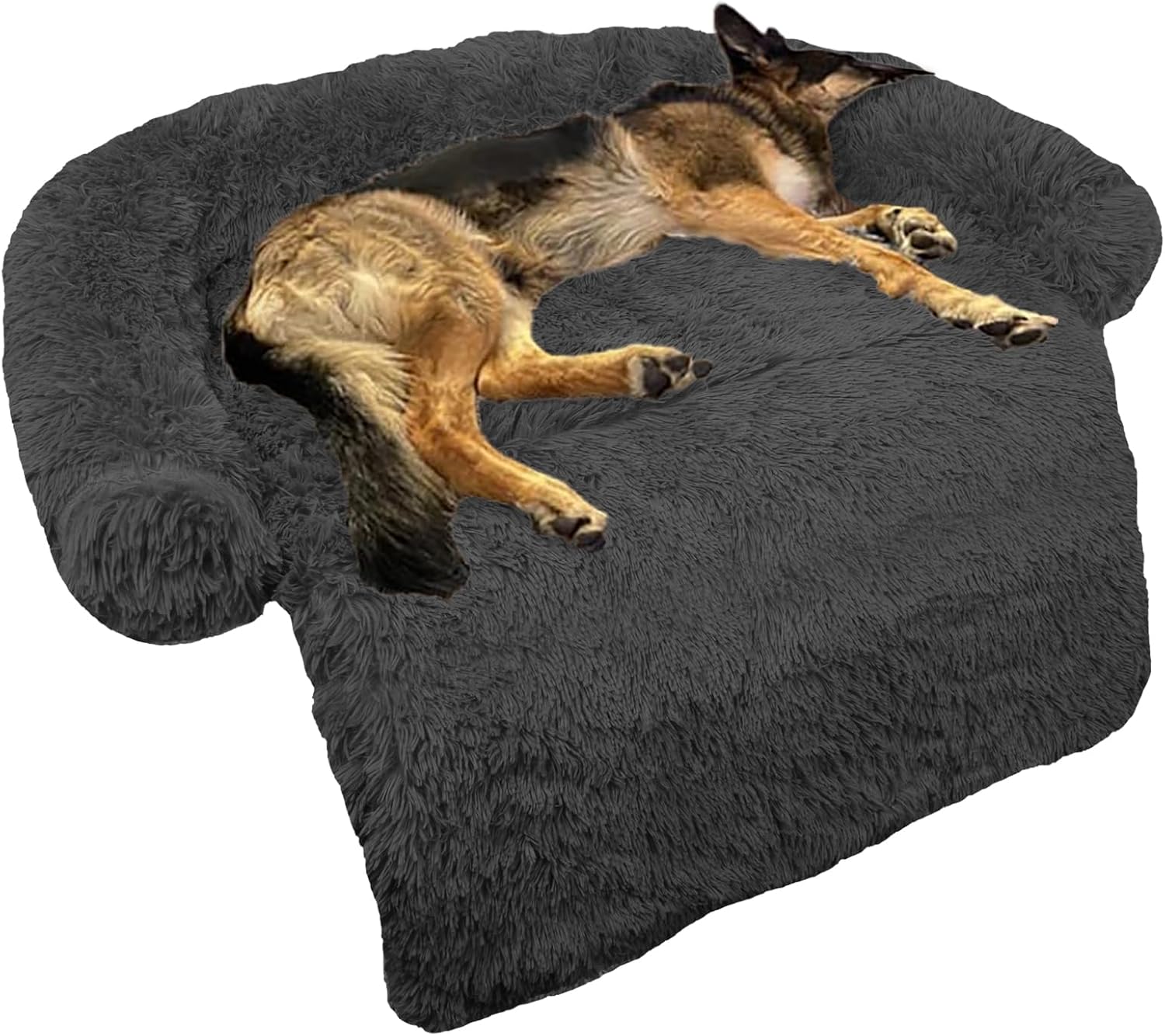 Calming Dog Bed Fluffy Plush Mat for Pets with Washable Cover