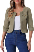 Allegra K Denim Jacket Collarless Crop Cardigan - Versatile Spring is