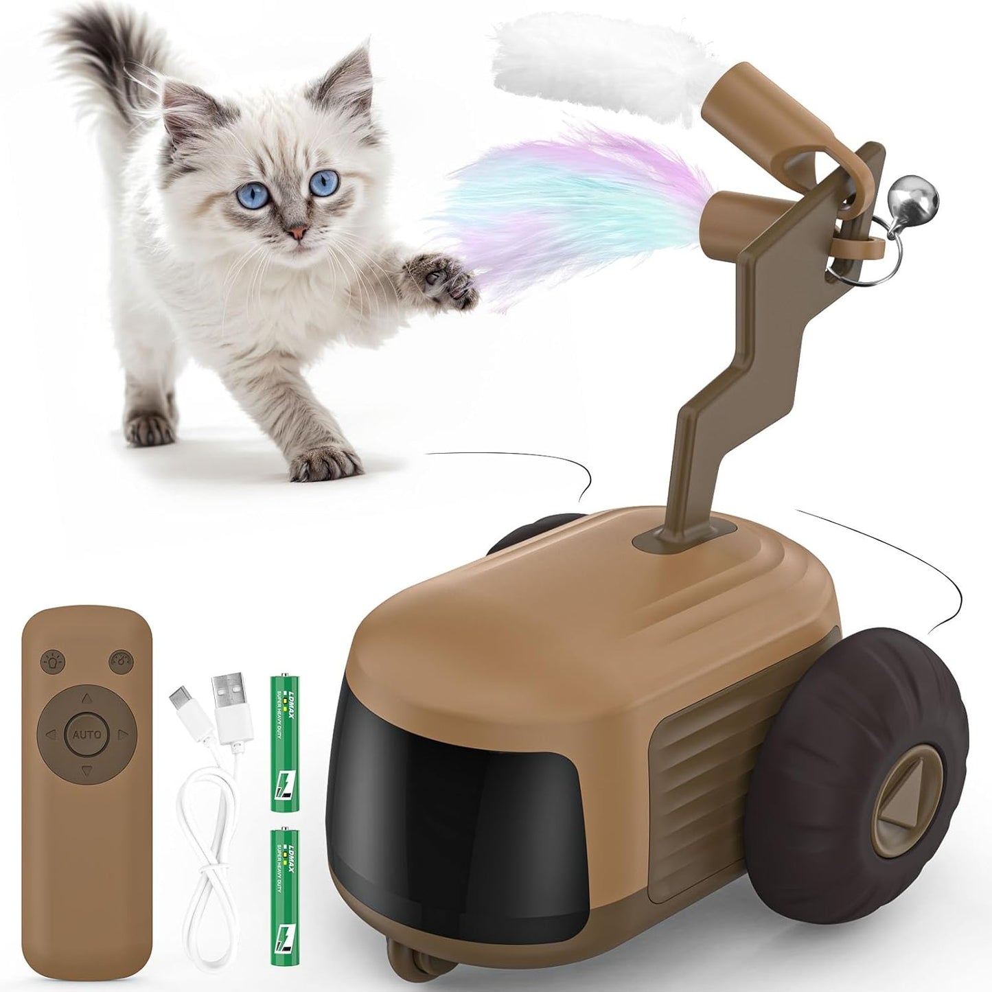 Interactive Turbo Tail Cat Toy - Smart Obstacle Avoidance