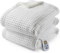 CAROMIO Heated Blanket Full Size Waffle Weave Throw - Fast Heating