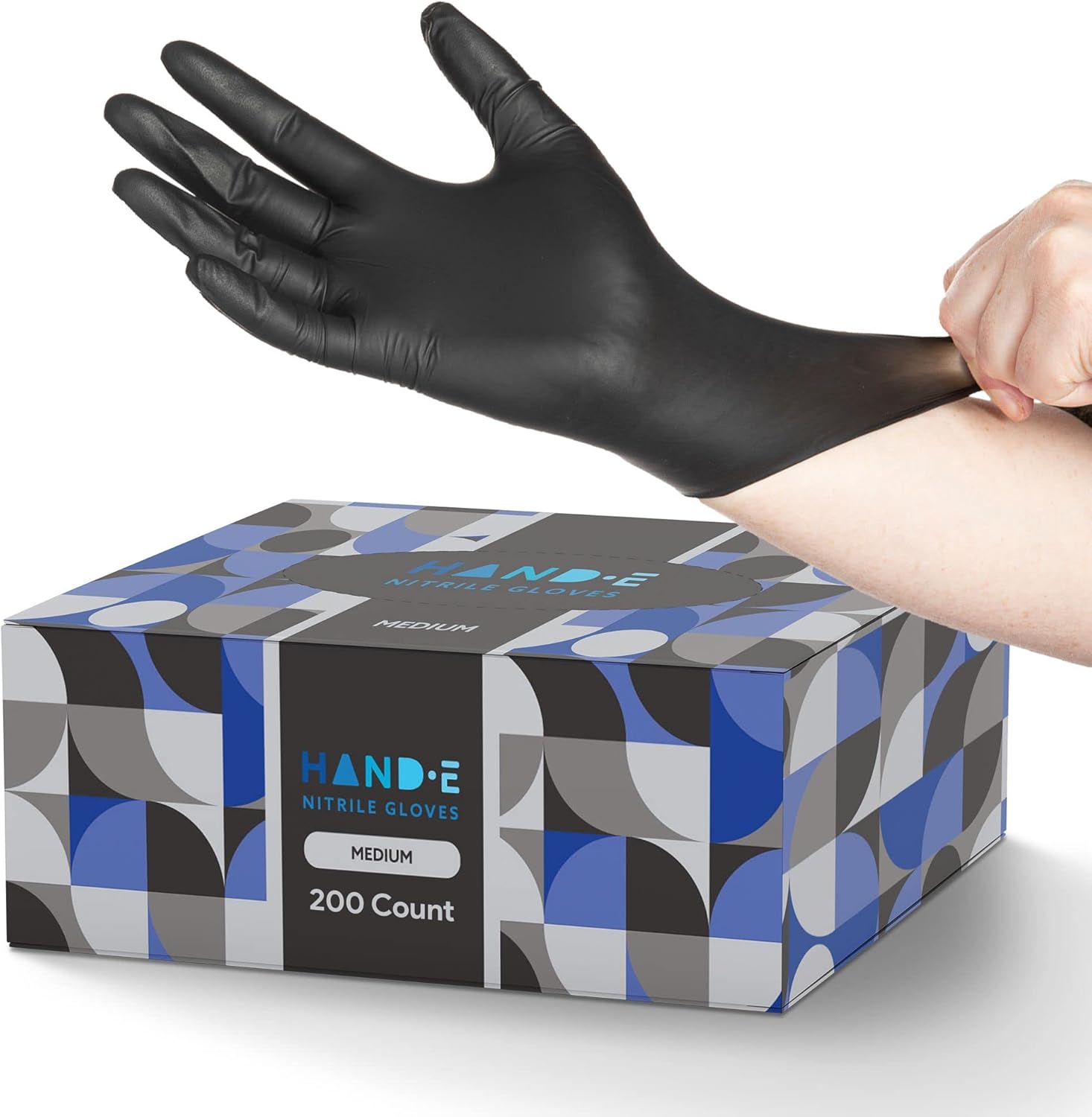50-Count Hand-E Touch Black Nitrile Gloves - Versatile Protection