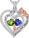 Double Birthstone Necklace for Wife Women - Sterling Silver Heart COPY
