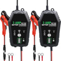 2 Pack Car Battery Charger 6V/12V 3A Smart Maintainer - Dual Pack