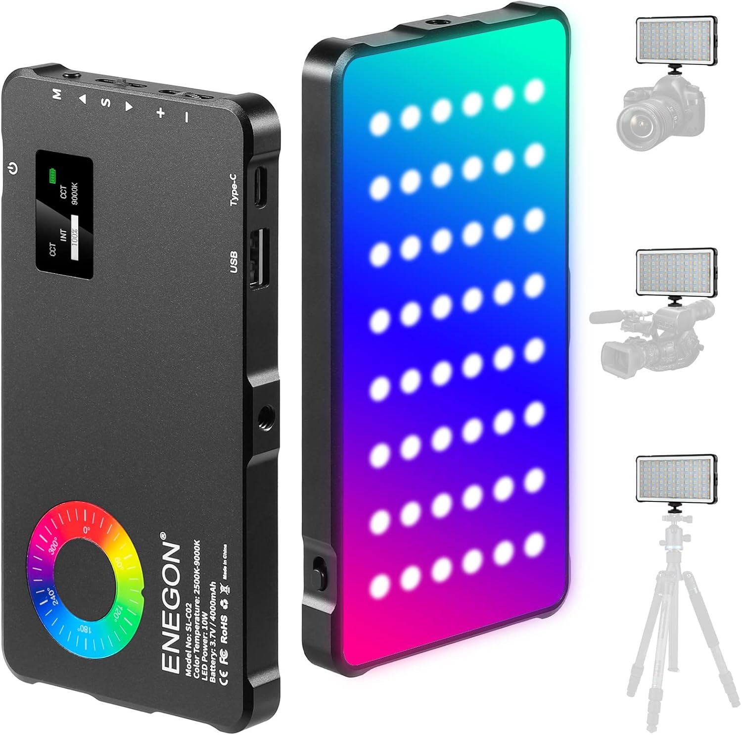 ENEGON RGB Video Light with 24 Lighting Effects and Power Bank
