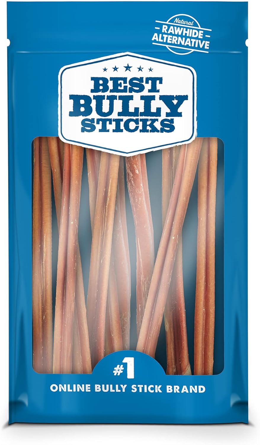 Natural 12 Inch Bully Sticks for Dogs - 10 Count Pack of Treats