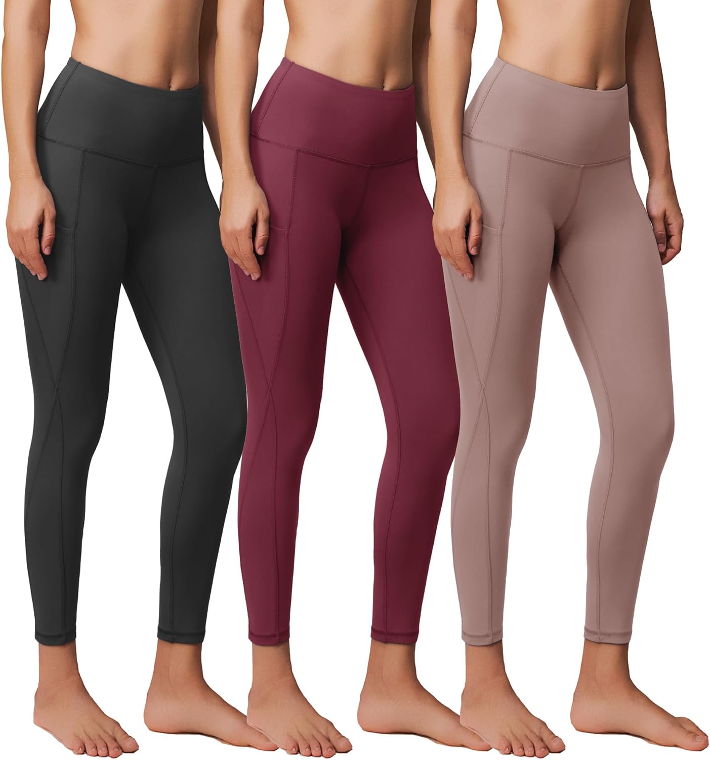 3 Pack Yoga Pants with Pockets for Women, Tummy Control Leggings