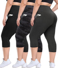 Plus Size Leggings 3 Pack with Pockets - High Waisted Tummy Control as