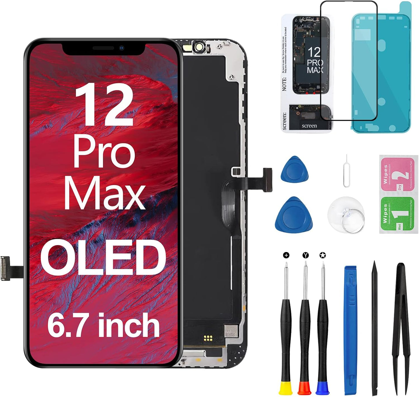 OLED Screen Replacement for iPhone 12 Pro Max with Tools