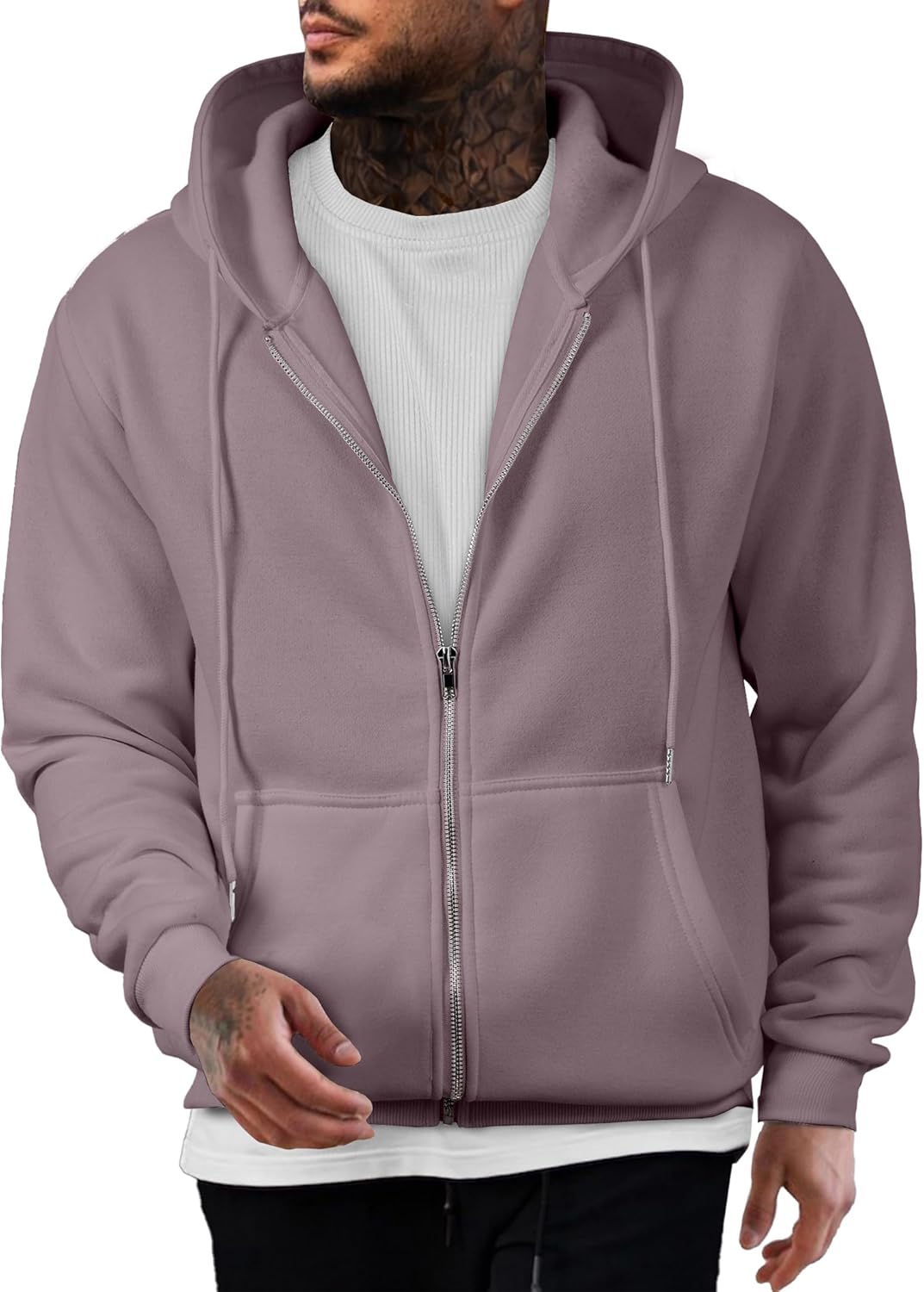 JMIERR Mens Full Zip Casual Cotton Hooded Fleece Sweatshirts