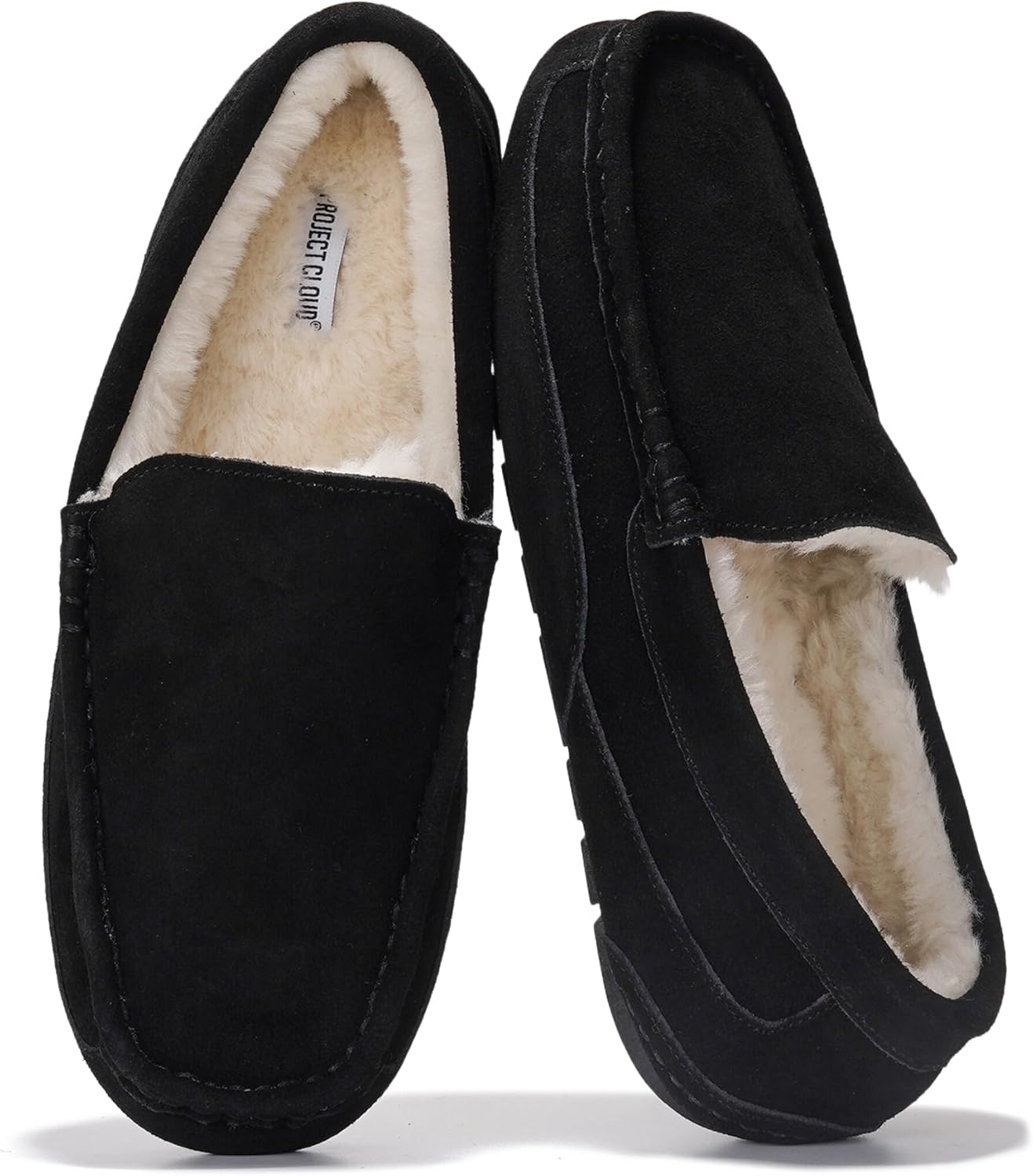 Project Cloud Genuine Suede Mens Slippers with Memory Foam Comfort