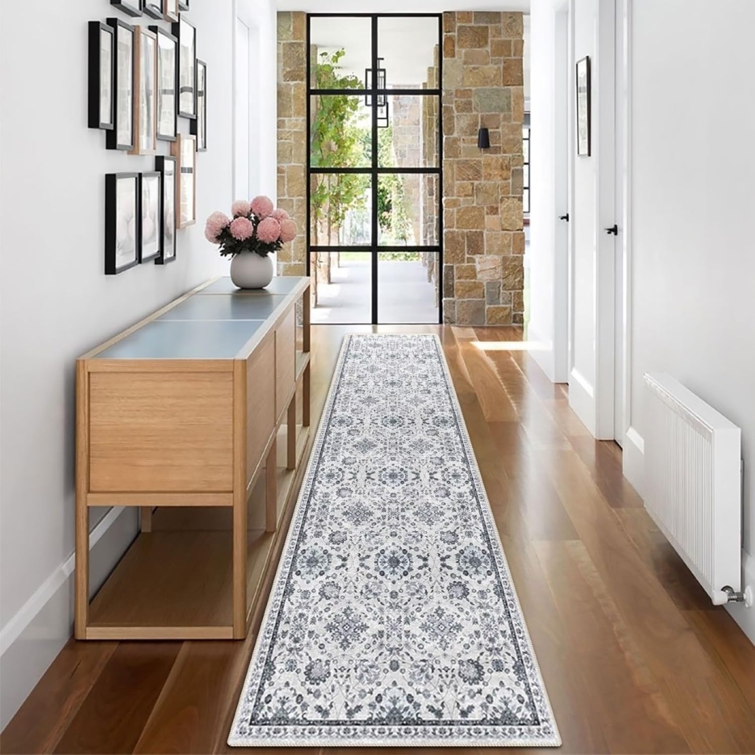 Vintage Washable Non-Slip Runner Rug for Hallways and Entryways