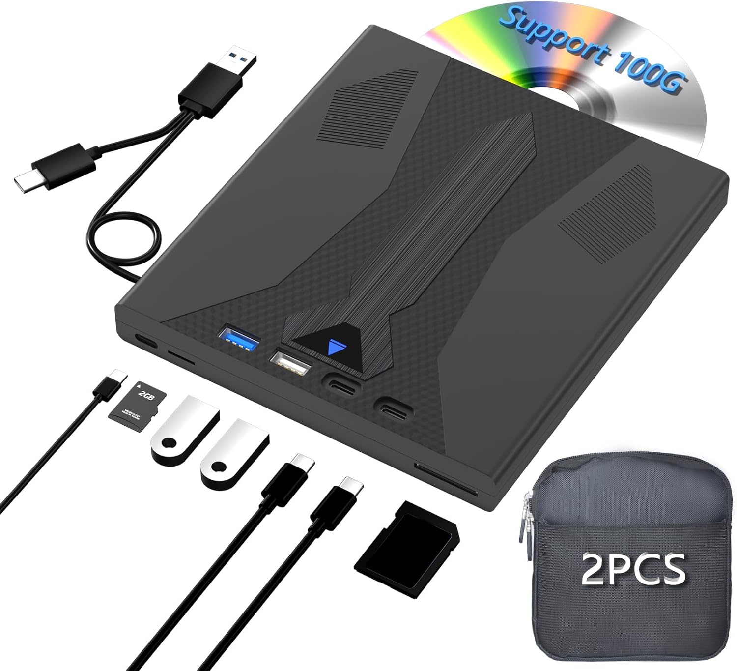 Portable 8-in-1 Blu Ray Drive, 100G Disc Support