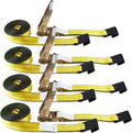 Flat Hook Ratchet Straps 2 in x 27 ft - Heavy Duty Tie Downs
