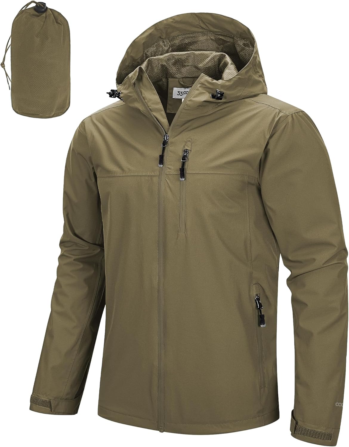 33,000ft Men's Packable Rain Jacket - Lightweight Waterproof Shell