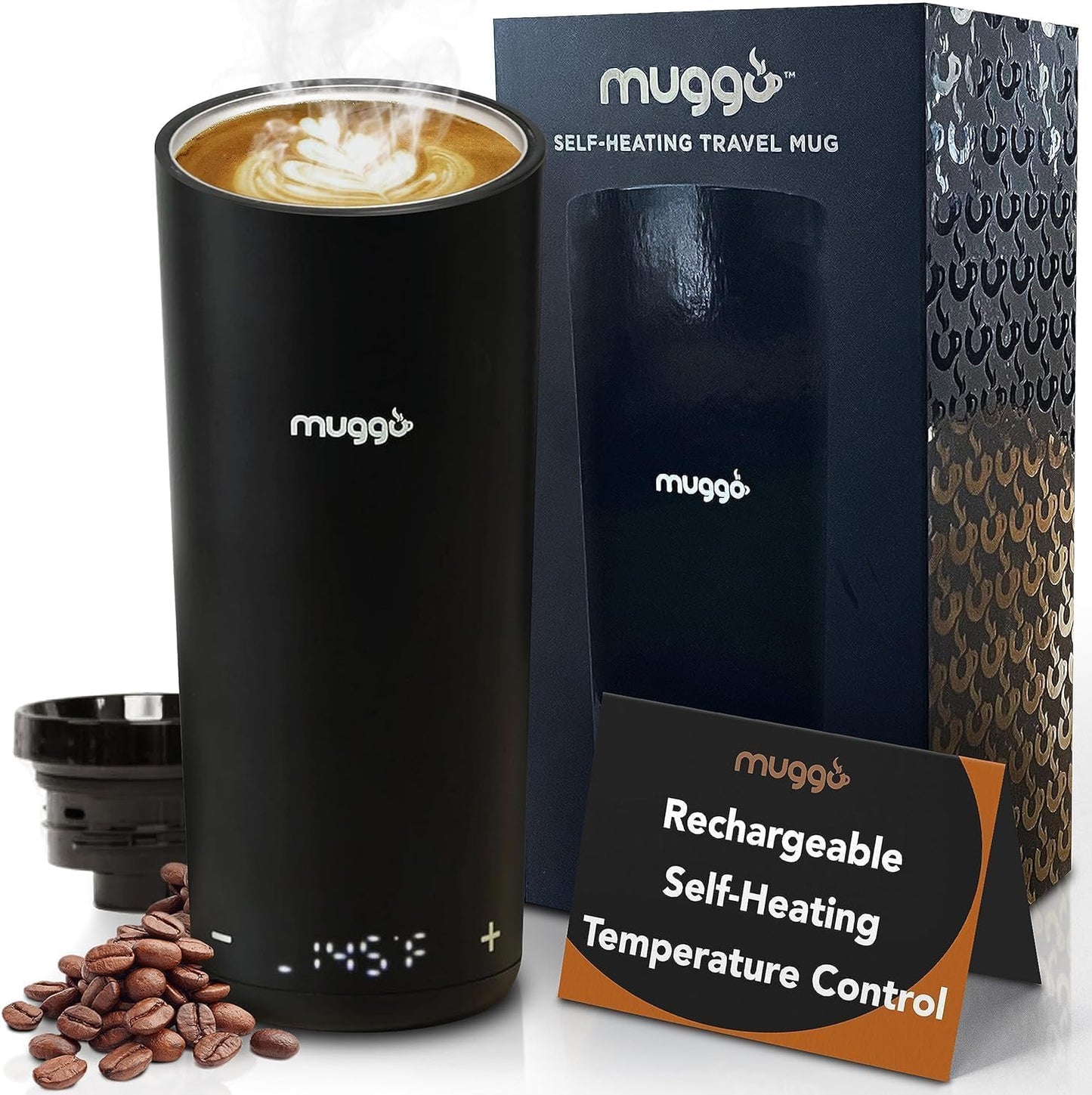 Muggo Self-Heating Mug - 3 Hr Battery Life, Hot Beverage Warmer
