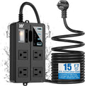 VNJ Outdoor Power Strip with 4 AC Outlets + 4 USB Ports - Waterproof