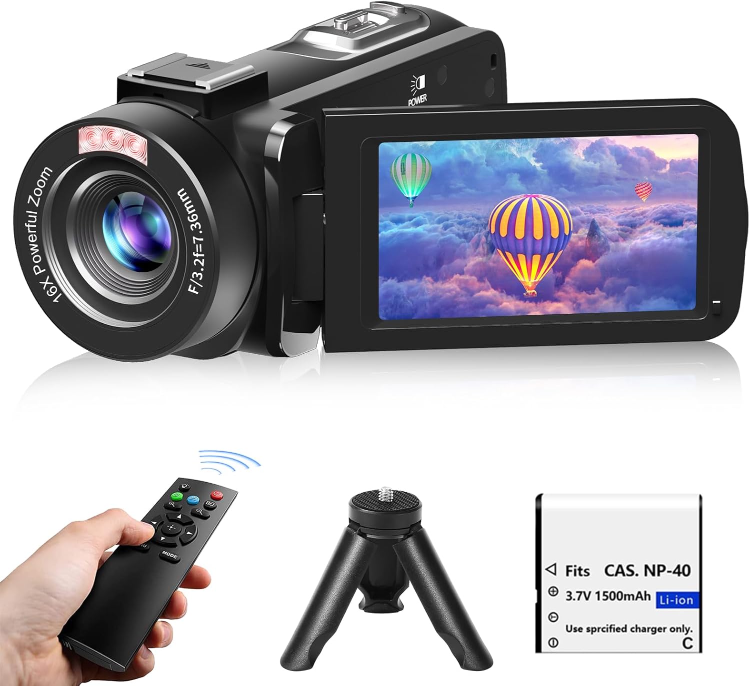 VETEK Full HD Camcorder - Night Vision, 18X Zoom