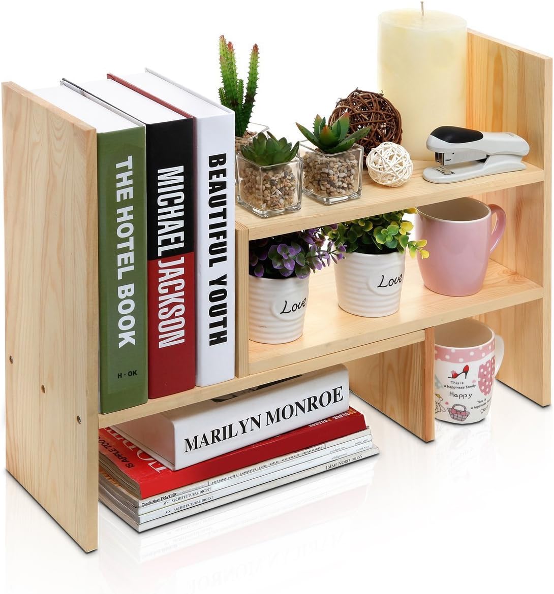 MyGift Solid Wood Desktop Shelf Organizer for Office and Home