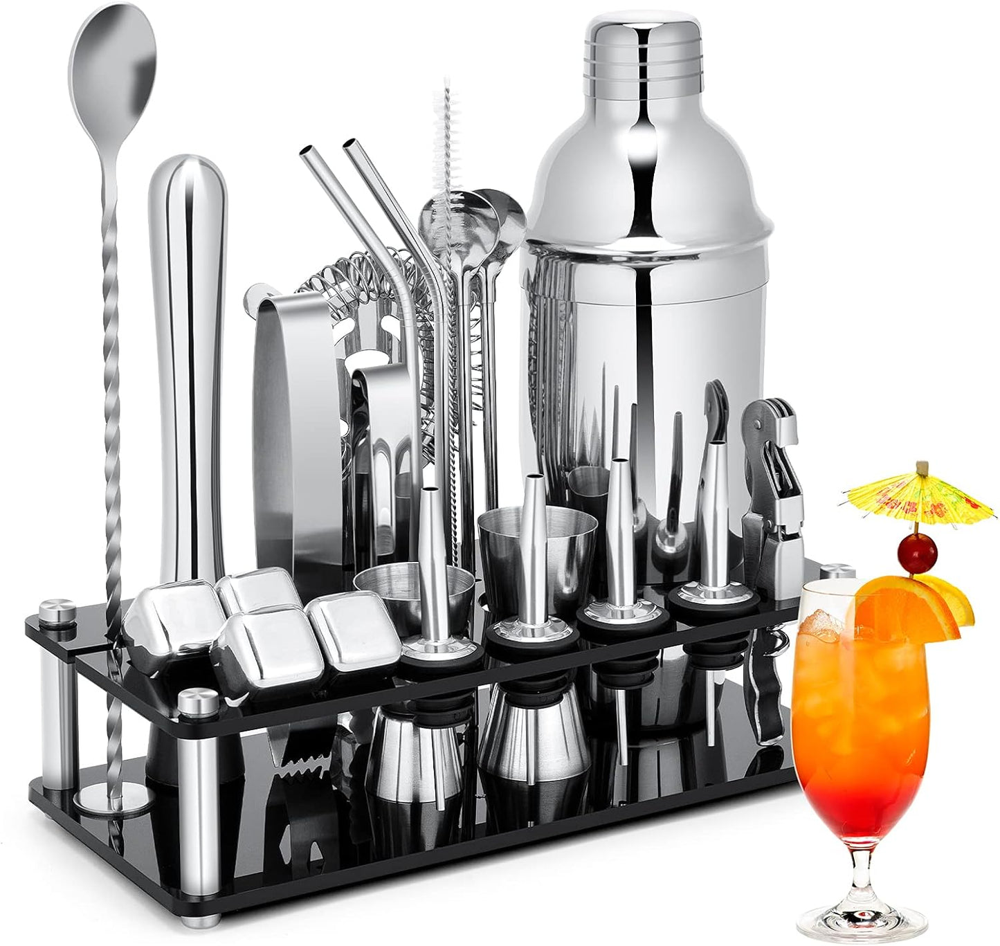 23-Piece Stainless Steel Cocktail Shaker Set for Home Bartending